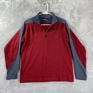 Icebreaker Sweater men's Small 1/4 Zip Sport 320 Merino Wool Pullover Red Casual